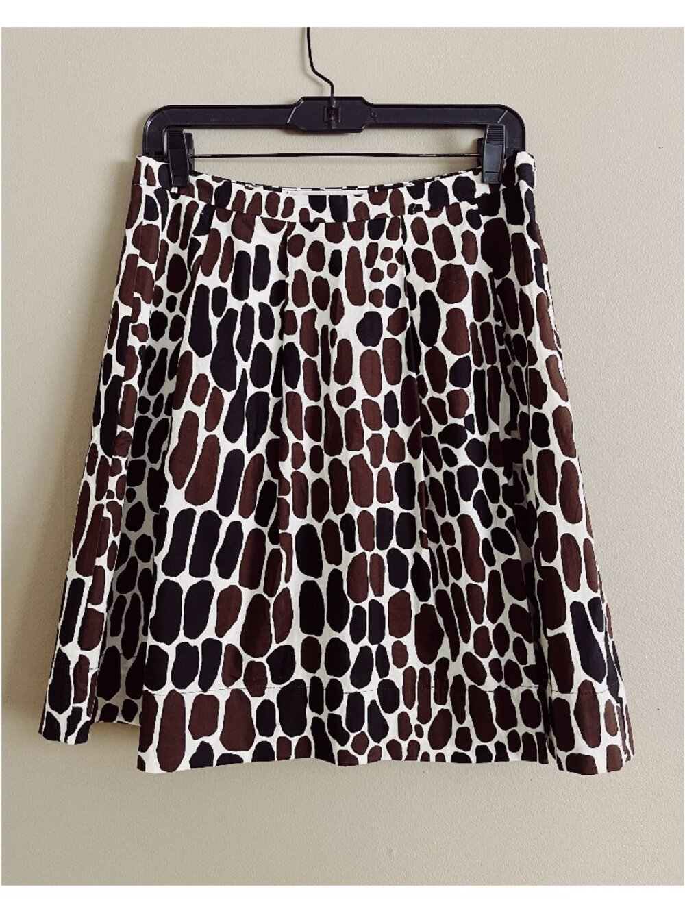 Trina Turk Sz 6 Giraffe Print A Line Mini Skirt Black Brown White
